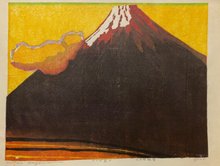 「三十六富士 山中湖焼雲」