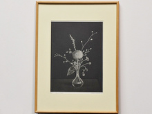 「瓶に挿した種草」 銅版画